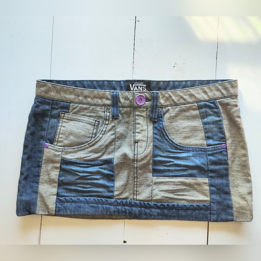 VANS mini denim skirt Colorblock